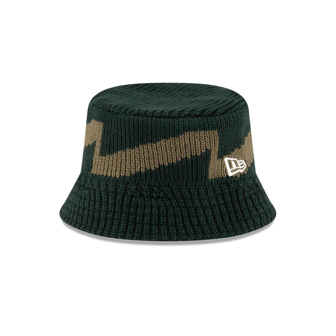 New Era Knit Pattern Dark Green Bucket