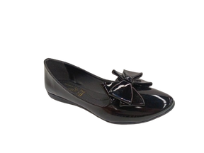 Balerina Negra con Moño de Charol para Dama - Modelo 3425