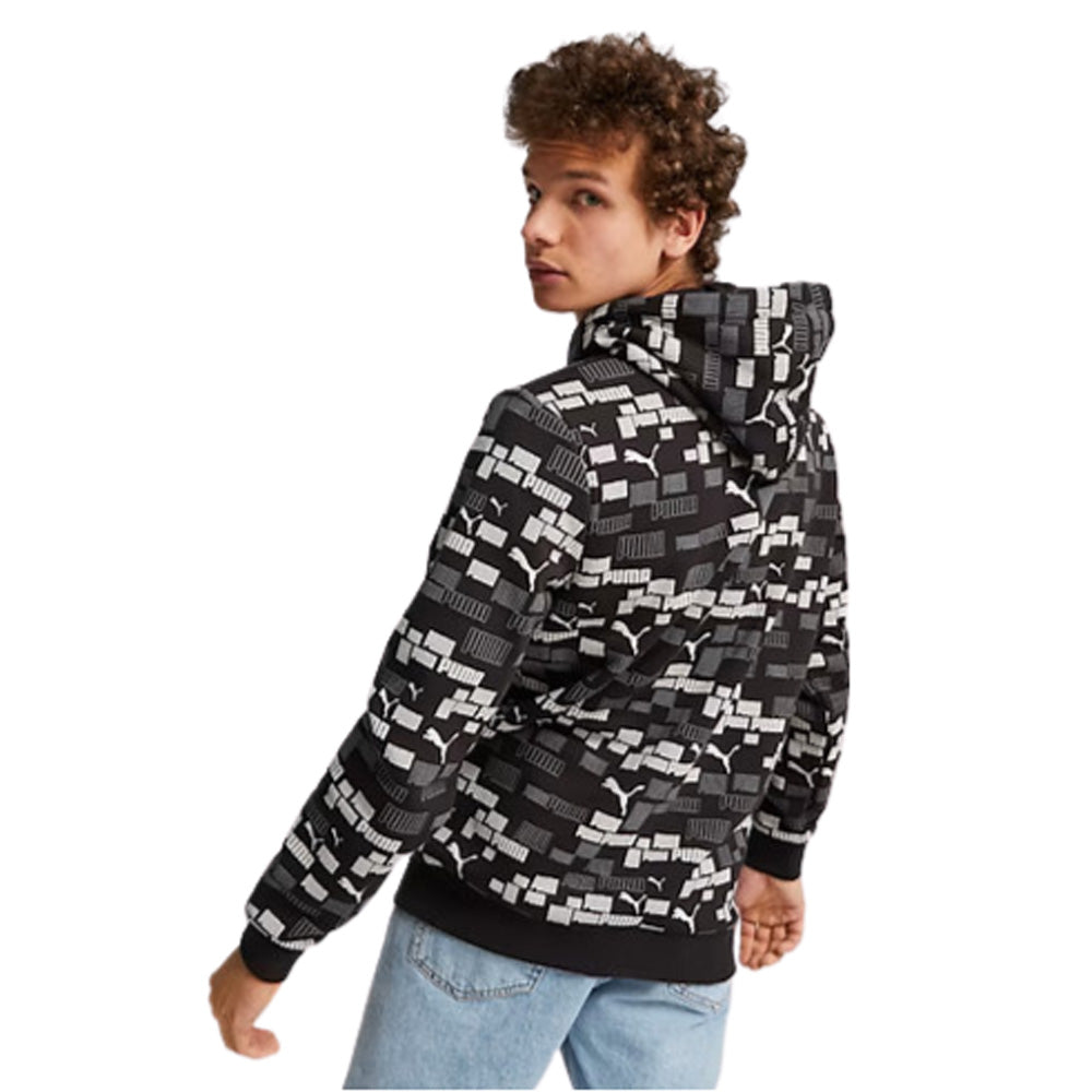 Sudadera con Gorro Puma para Hombre Ess+ Logo Lab AOP Hoodie Fl Negro