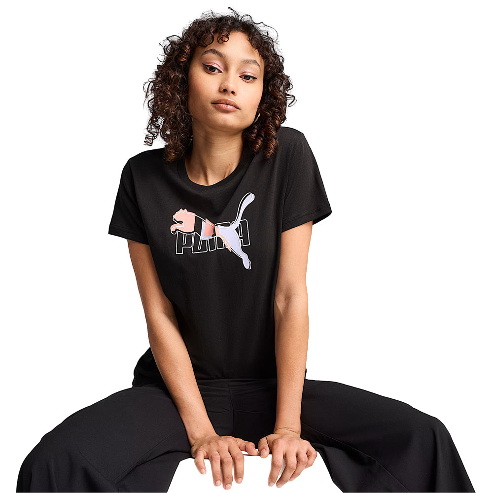 Player Manga Corta Puma para Mujer Ess Logo Lab Tee Negro
