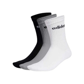 Calcetas Largas Adidas Unisex C Lin Crew 3 Pack Gris-Blanco-Negro