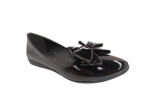 Balerina Negra con Moño de Charol para Dama - Modelo 3425