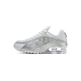 Nike Shox R4 White and Metallic Silver